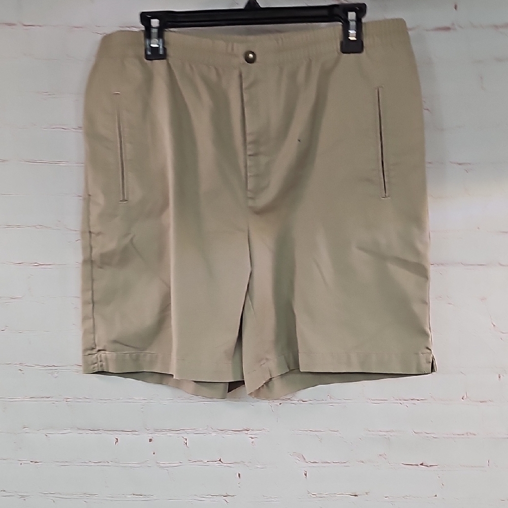Tan Flat Front Bermuda Shorts